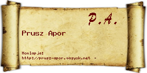 Prusz Apor névjegykártya